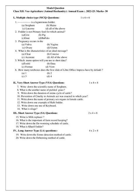 Tbse Class 12 Sample Paper 2023 Vocational