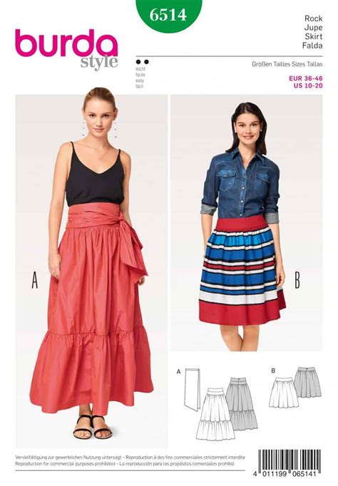 Burda Style Sewing Pattern Misses Tiered Skirt