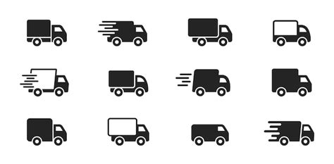 Premium Vector Delivery Truck Icon Set Express Delivery Trucks Icons