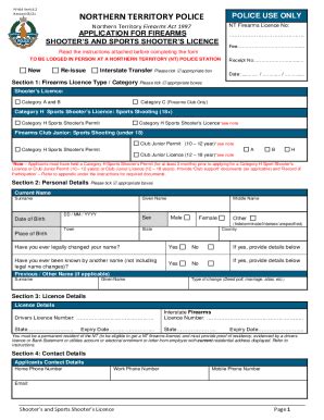 Fillable Online Pfes Nt Gov Application For Shooter S And Sports