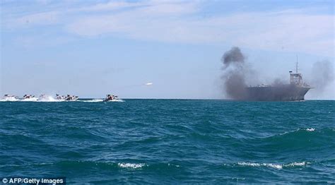 Iran Blows Up Fake Us Aircraft Carrier In Persian Gulf During Tv