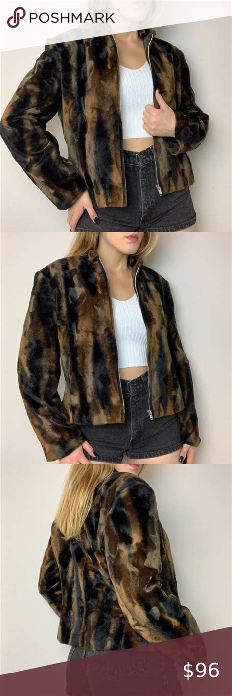 90s Vintage Faux Fur Jacket By Votre Nom Faux Fur Jacket Fur