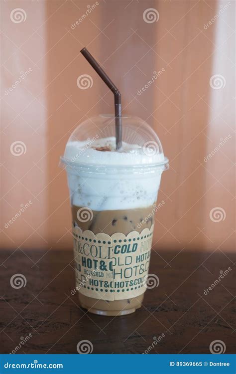 Iced Mocha With Straw In Plastic Cup Stock Image Image Of Soft Cocoa