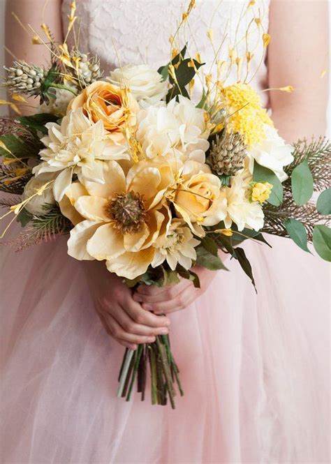 Gold Bouquet Yellow Bouquet Wedding Flowers Gold Bridal Bouquet