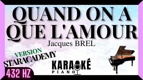 Quand On A Que L Amour Jacques Brel Karaok Piano Fran Ais La