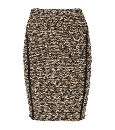 Womens Balmain Gold Tweed Lurex Pencil Skirt Harrods Us