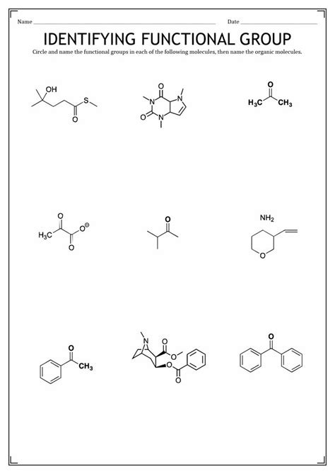 9 Functional Group Practice Worksheet Functional Group Practices Worksheets Organic Molecules