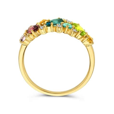 Geelgouden Ring Multicolor Diamant En Edelstenen Home Collectie