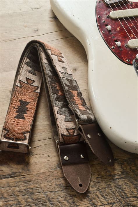 Orange Aztec Guitar Strap Custom Handmade Dawn By Etwood