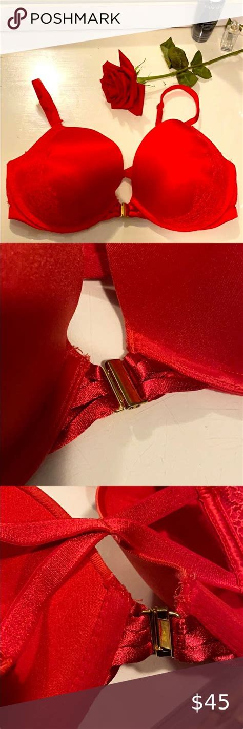 Victorias Secret Red Bra Very Sexy Push Up 34d Red Bra Black Lace