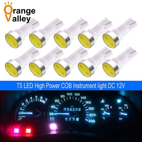 10pcs T5 Cob 74 W1 2w 1w Led Car Auto Dashboard Warning Indicator