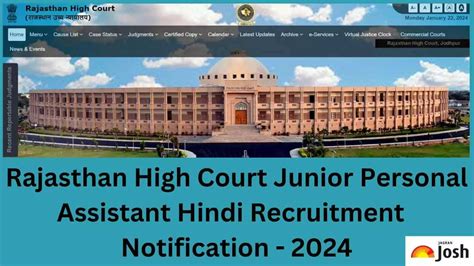 Rajasthan High Court Junior Personal Assistant Hindi Recruitment