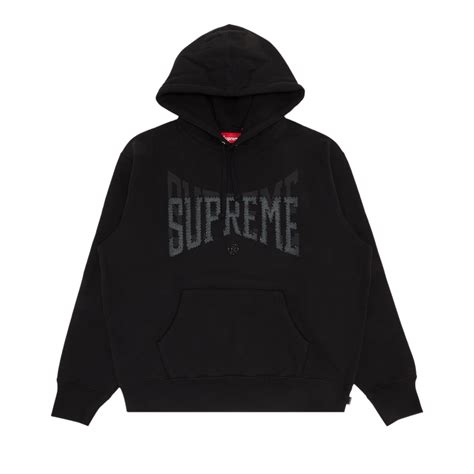 Buy Supreme Rhinestone Shadow Hooded Sweatshirt Black Fw22sw72