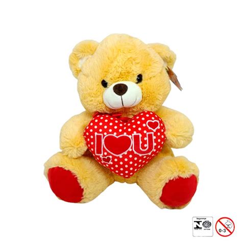 Urso De Pelúcia Com Coração Cores Diversas 33cm Fizz Coração Bolinha Submarino