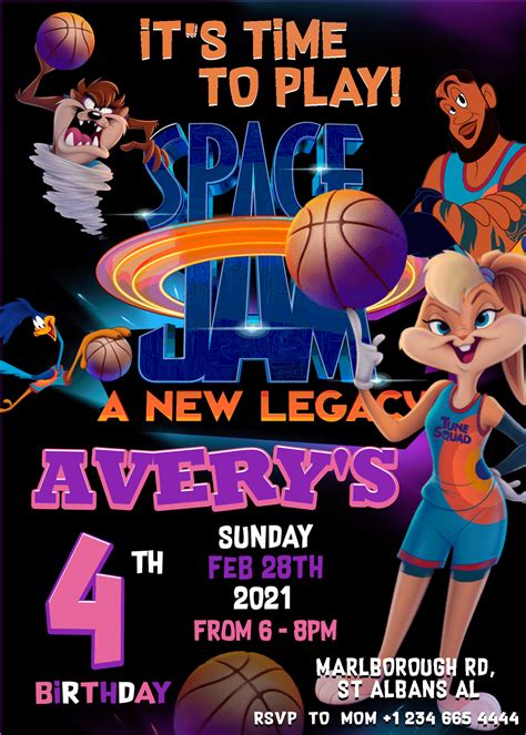 9 Space Jam A New Legacy Birthday Invitation Templates Artofit