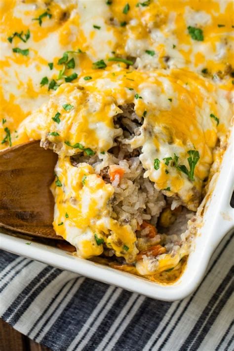 Cheesy Ground Beef And Rice Casserole Oh Sweet Basil