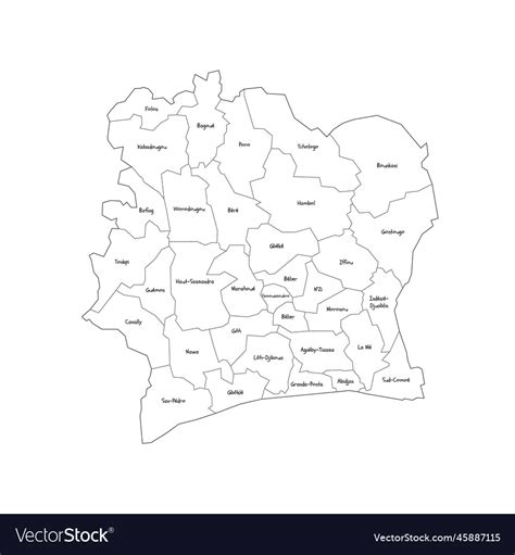 Ivory Coast Political Map Of Administrative Vector Image