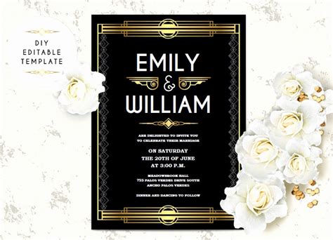 Great Gatsby Invitation Templates Beautiful Wedding Invitation Template