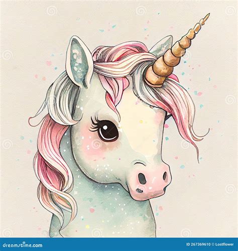 Unicorn Rainbow Cute Illustration Card And Shirt Design Stock