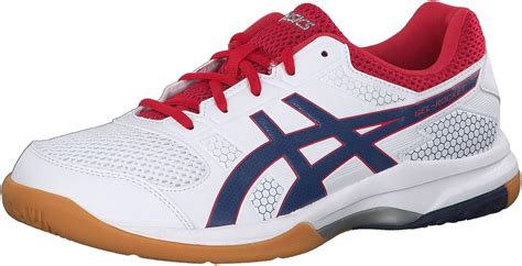 Asics Gel Rocket 8 Mens Indoor Court Shoes White Deep Ocean All Court Shoes For Badminton