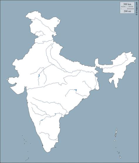 India river map outline - India river outline map (Southern Asia - Asia)