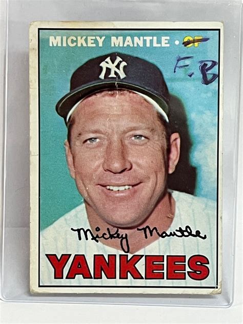 1967 Topps 150 Mickey Mantle New York Yankees Hof Baseball Card Marked