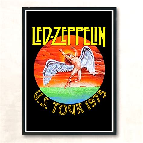 Led Zeppelin Us Tour 1975 Vintage Wall Poster Aestheticlux