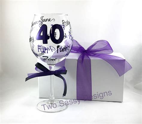 40th Wine Glass Milestone Birthday Wine Glass Custom