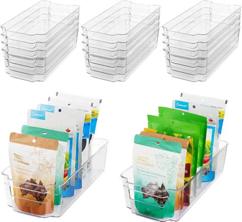 Amazon.com: HOOJO Refrigerator Organizer Bins - 14pcs Clear Plastic ...