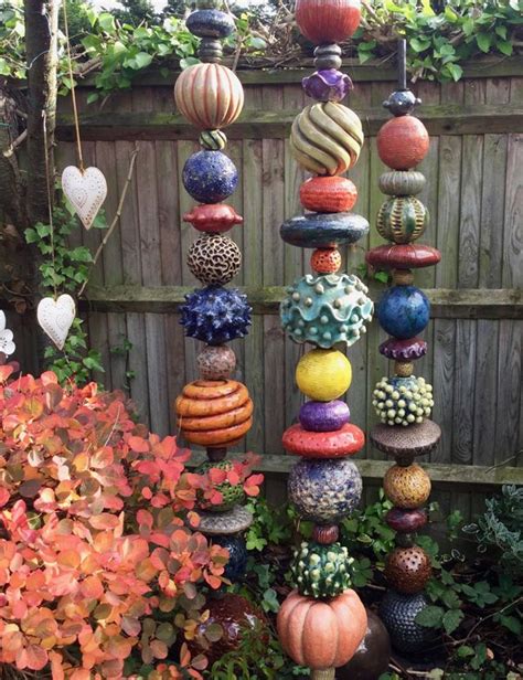 Ceramics Totems Sculptorsue Handmade Garden Art Garden Pottery