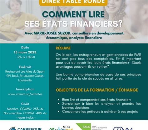 D Ner Table Ronde Comment Lire Ses Tats Financiers Sadc Maskinong