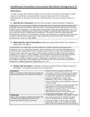 C A Healthvana Innovation Assessment Worksheet Docx Healthvana