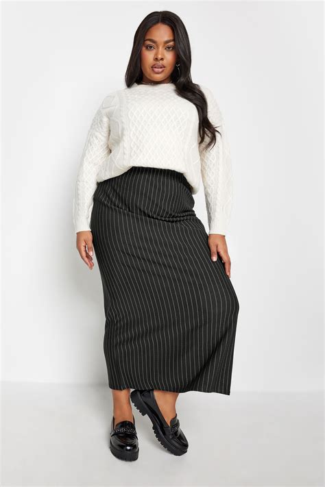 Limited Collection Plus Size Black Pinstripe Maxi Skirt Yours Clothing