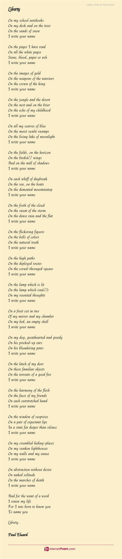 Liberty Poem By Paul Eluard