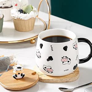 Amazon Arawat Cute Cow Coffe Mug With Lid And Spoon Cow Print