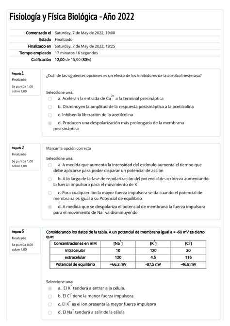 Autoevaluaci N Unidad Pregunta Finalizado Se Punt A Sobre