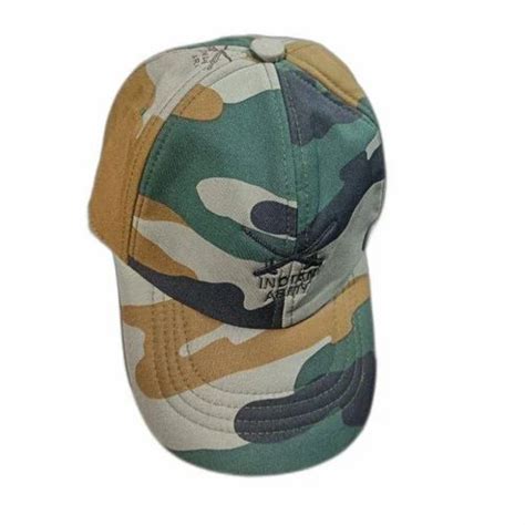 Unisex Brown Black And Green Indian Army Lamination Cap Size Medium