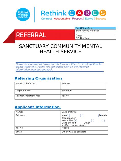 Sanctuary Community Mental Health Service Referral Doc Template