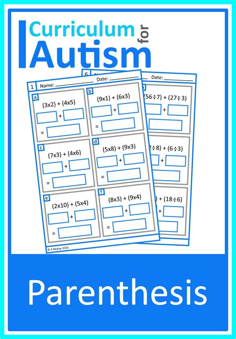 Pemdas Parenthesis Worksheets Autism Special Education Resource