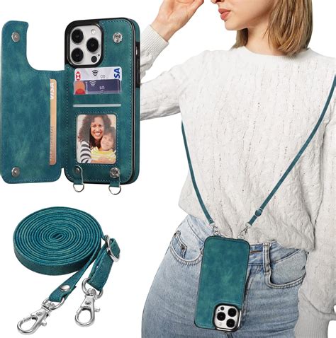 Ztofera Crossbody Lanyard Case For Iphone Pro Max Matte Pu Leather