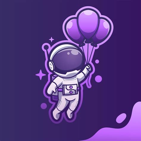 Premium Vector Cute Mascot Astronaut Floating With Balloon Cartoon