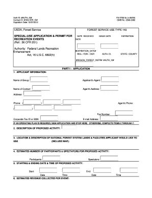 Fillable Online Fs Usda Recreation Event Permit Application Operating