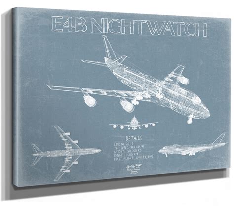 Boeing E4B Nightwatch Aircraft Blueprint Wall Art Original Aviation ...