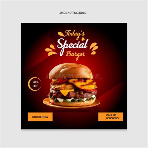 Food Social Media Post Template Restaurant Social Media Banner Square