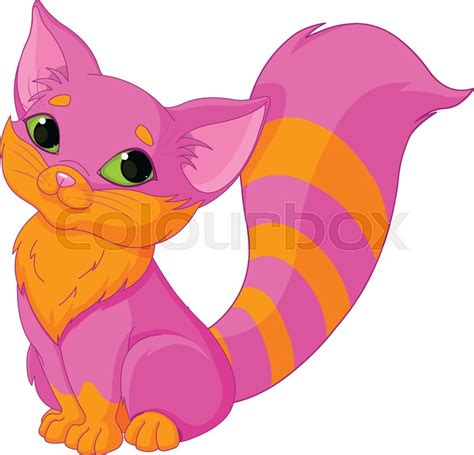 Illustration Of Very Cute Pink Kitty Stock Vector Colourbox