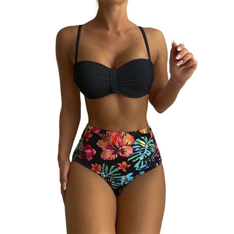 Str J K Pielowy Bikini Wysoki Stan Kwiaty Oficjalne