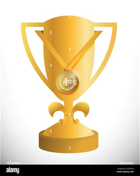 Gold trophy cup and medal illustration design over white Stock Vector ...