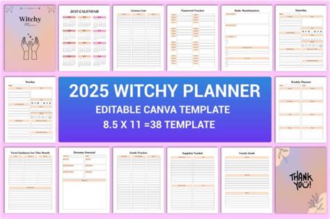 Editable Witchy Planner Interior Gr Fico Por Munjixpro Creative