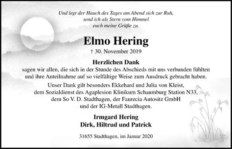 Traueranzeigen Von Elmo Hering Trauer Anzeigen De