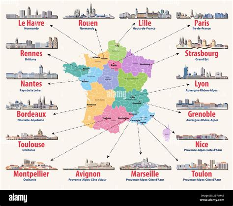 Vector Map Of France With Main Cities On It French Cities Skylines